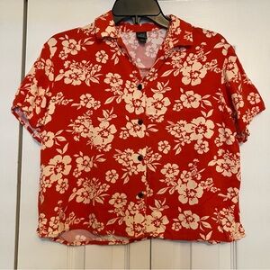 Wild Fable Red Floral Button Down Shirt